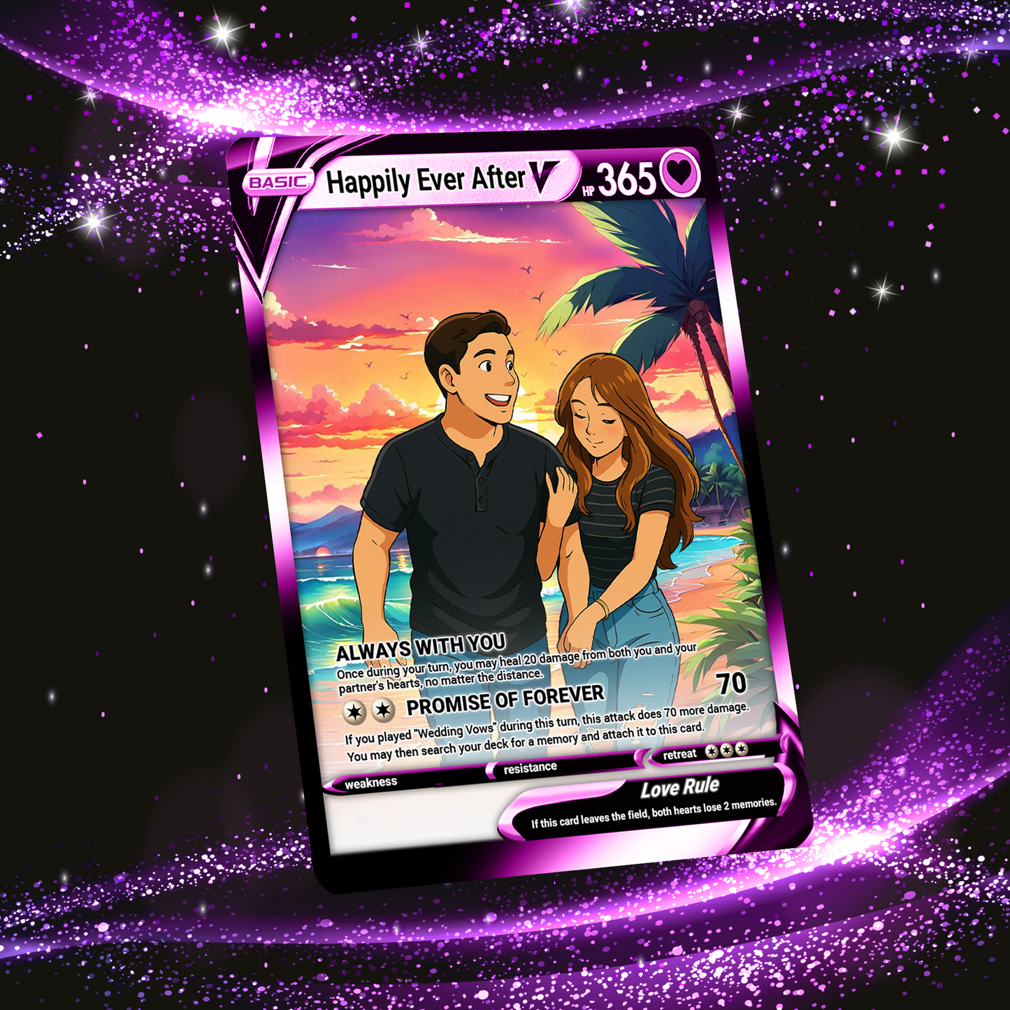 Custom Pokemon Card for Couple - Personalized Anime-Inspired Pokemon Card - Holographic Effect Available - CPC-46