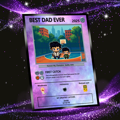 Father's Day Custom Pokemon Card by Pixel Characters  - Anime-Inspired Personalized Pokemon Card for Dad - Customizable Trading Cards with Photo - CPC-54