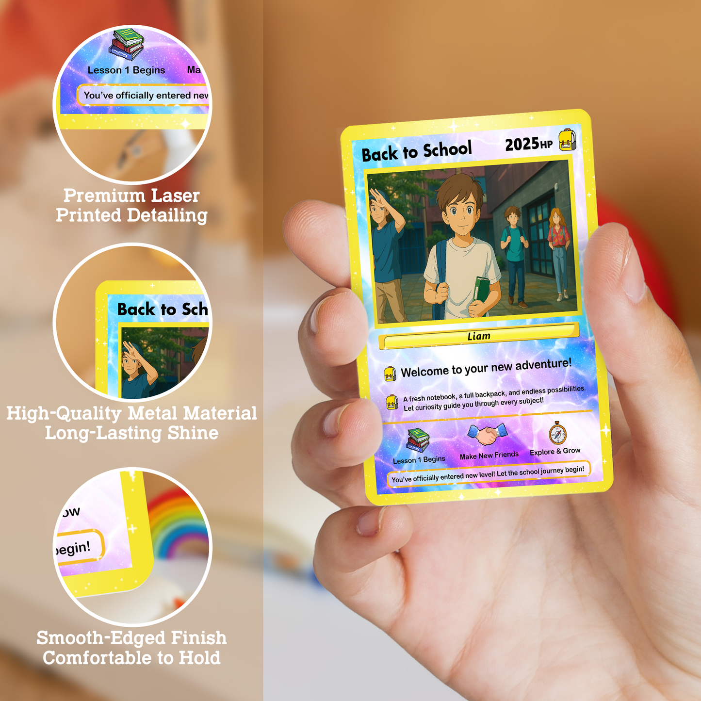 Back to School Custom Pokemon Card with Anime Style Transformation, Personalized Pokemon Card for First Day of School, Gift for Students, Son, Daughter - CPC-71