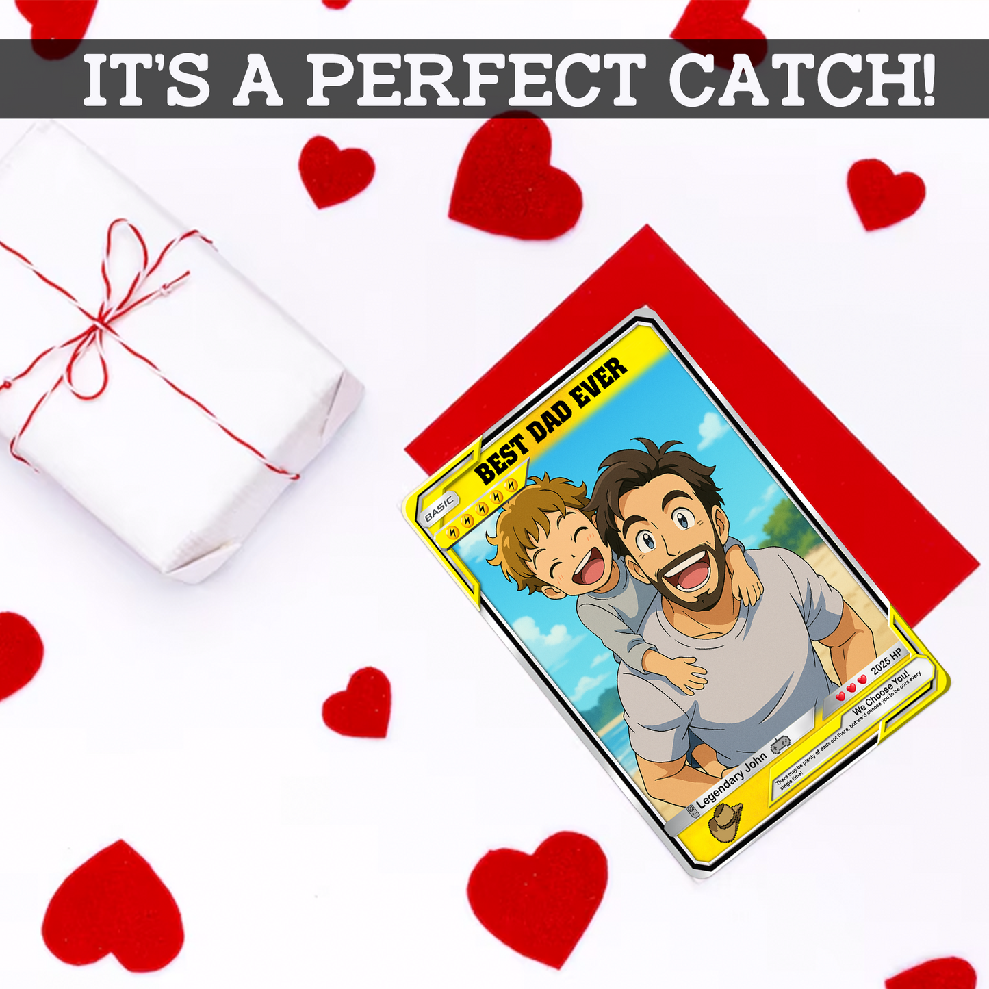 Custom Pokemon Card  - Anime-Inspired Personalized Pokemon Card for Dad | Daddy & Me Customized Poke Gift - Customizable Trading Cards - CPC-16