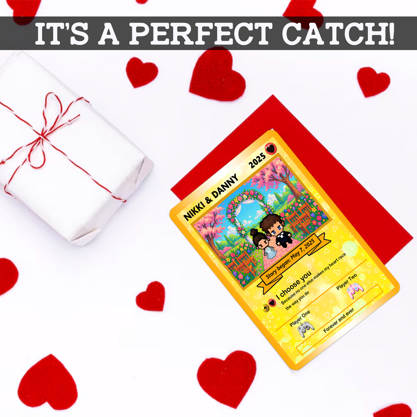 Custom Pokemon Card with Photo, Pixel Characters & Anime Transformation Custom Pokemon Card - Personalized Poke Card for Couples - CPC-62