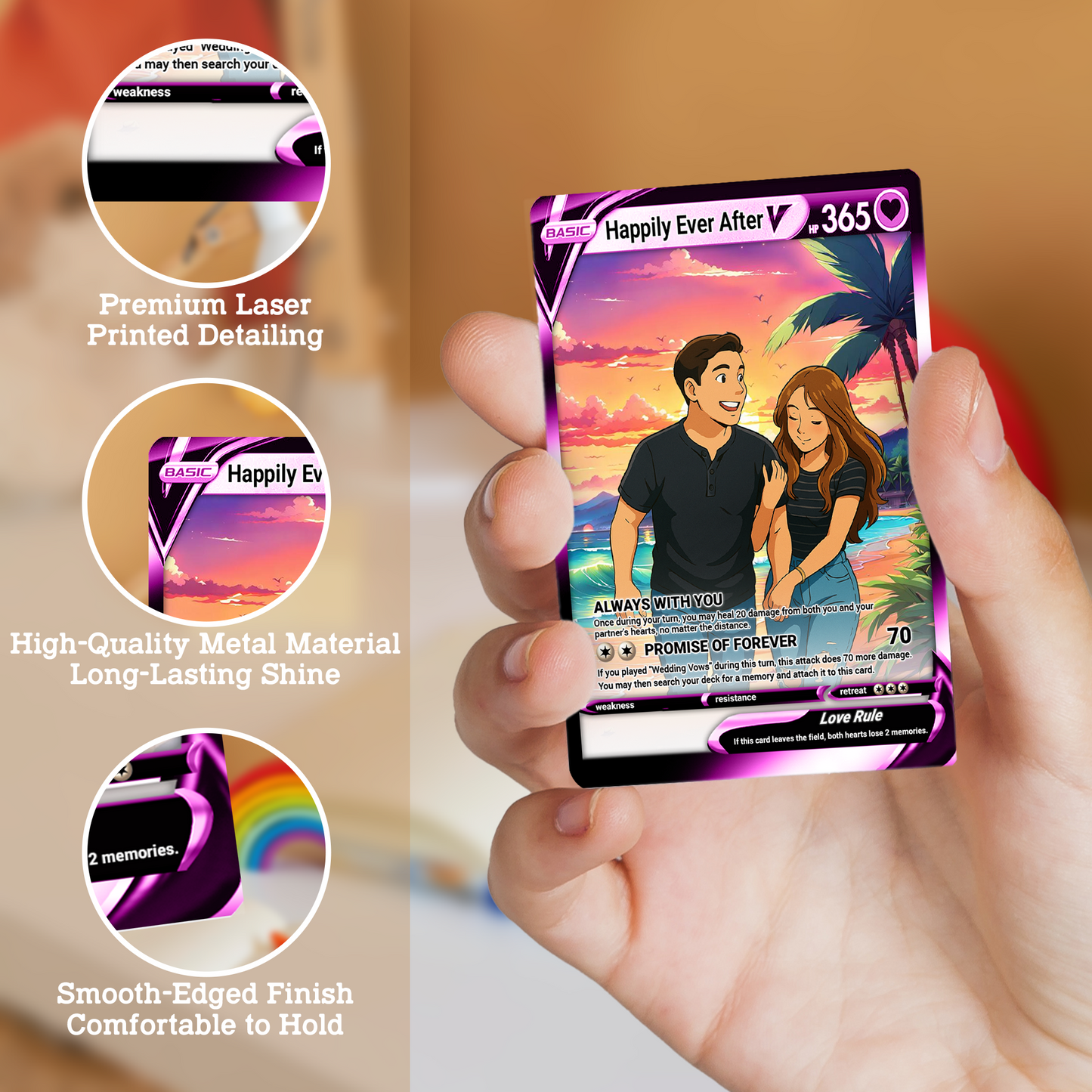 Custom Pokemon Card for Couple - Personalized Anime-Inspired Pokemon Card - Holographic Effect Available - CPC-46