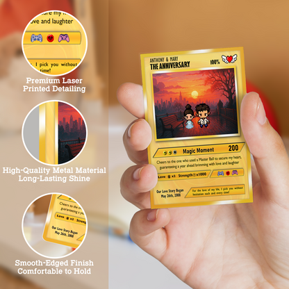 Custom Pokemon Card with Pixel Characters & Photo Transformation to Anime, Personalized Pokemon Card for Couples, Holographic Effect Available - CPC-70