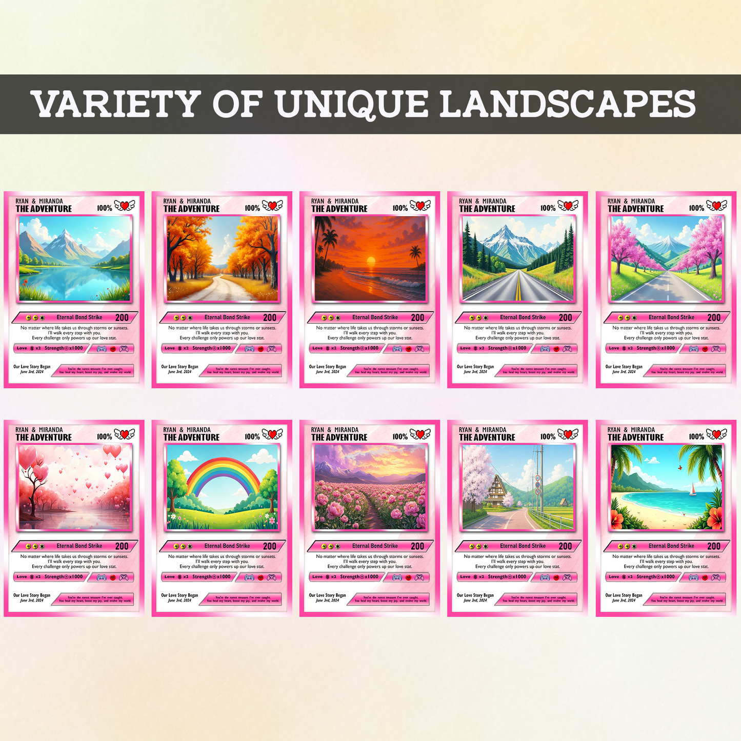 Happy Valentines Card, Custom Pokémon Cards with Anime Picture, Personalized Poke Cards Animated Style Gifts for Him and Her - CPC-72