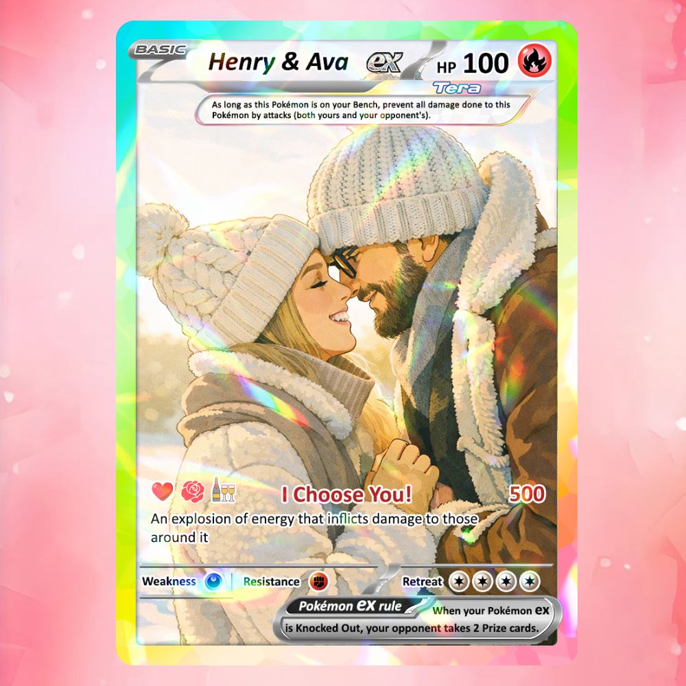 Custom Pokémon Cards with Anime Picture, Personalized Poke Cards Animated Style Gifts for Him and Her - CPC-04.B