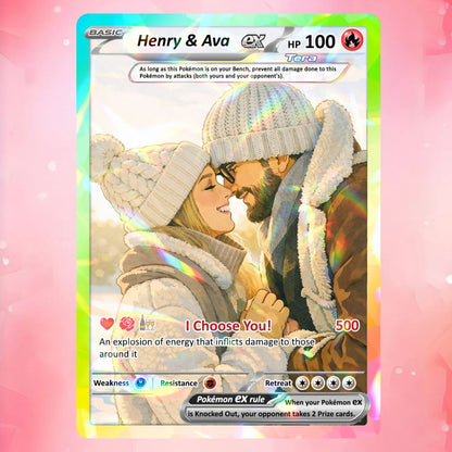 Custom Pokémon Cards with Anime Picture, Personalized Poke Cards Animated Style Gifts for Him and Her - CPC-04.B