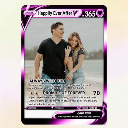 Custom Pokemon Card for Couple - Personalized Anime-Inspired Pokemon Card - Holographic Effect Available - CPC-46