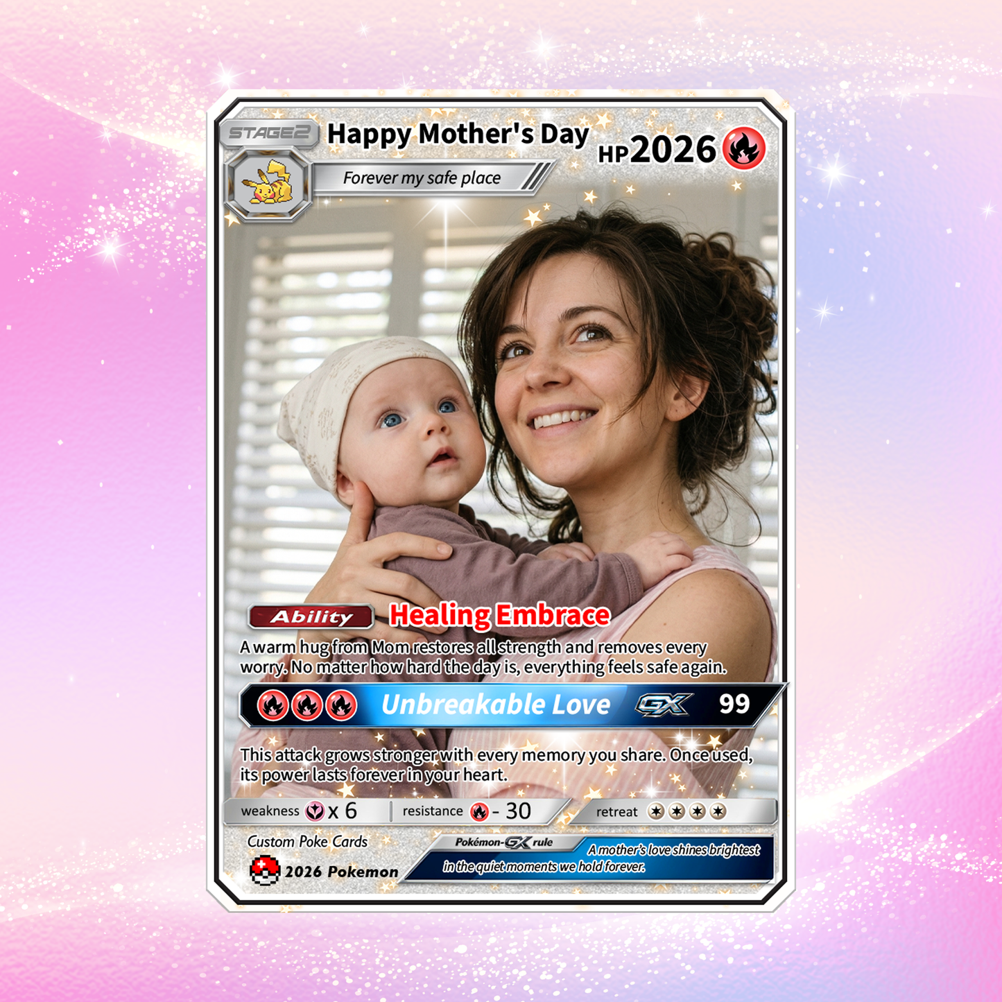 Mother’s Day Personalized Pokemon Card - Custom Pokémon Card for Mom - Customizable Gift from Husband Daughter, Son | Ghibli - Anime Style Trading Card - CPC-93
