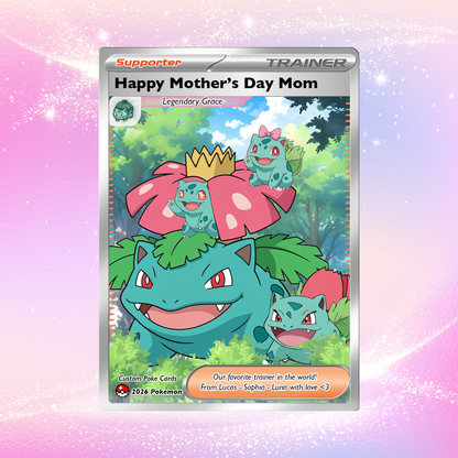 Happy Mother’s Day Trainer Mom - Personalized Pokemon Card - Custom Pokémon Card for Mom - Funny Gift from Supporters: Husband, Son & Daughter - CPC-78.B