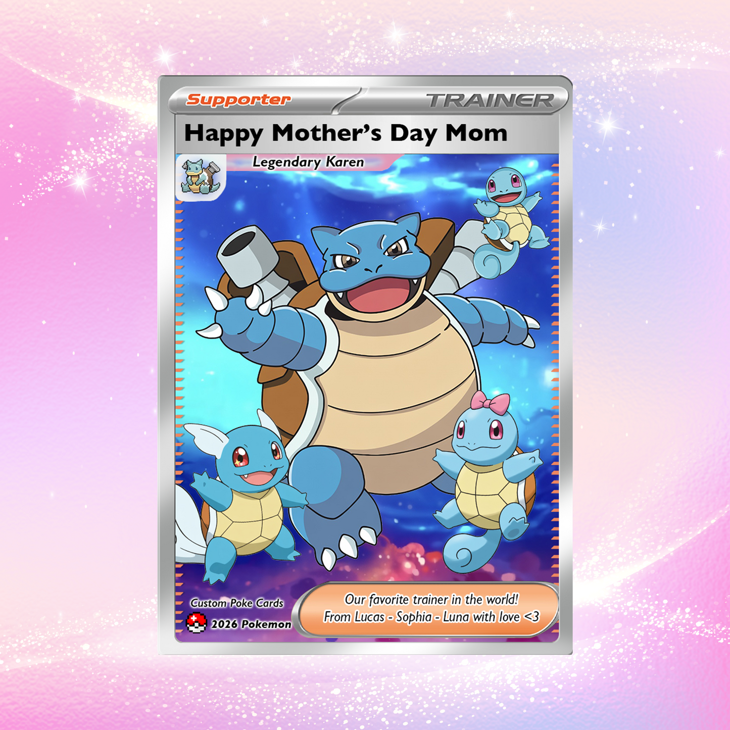 Funny Mother’s Day Custom Pokémon Card for Trainer Mom - Personalized Pokemon Card - Customizable Character Gift from Supporter, Husband, Son & Daughter - CPC-78.C