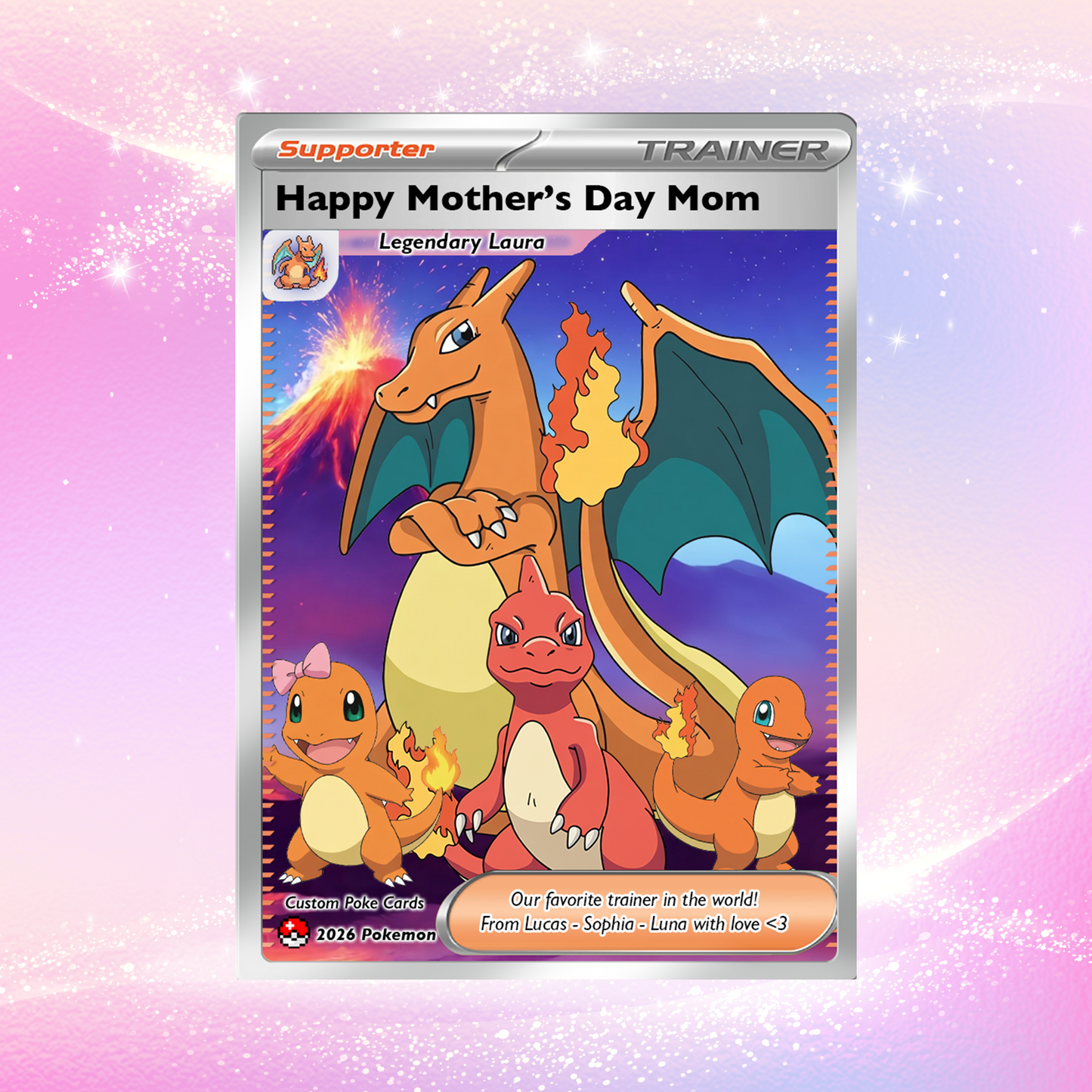 Unique Mother’s Day Custom Pokémon Card for Trainer Mom - Personalized Pokemon Card - Customizable Character Gift from Supporter, Husband, Son & Daughter - CPC-78.D