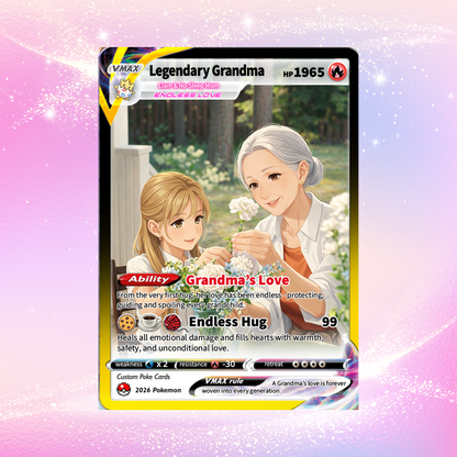Happy Mother's Day Custom Pokémon Card for Grandma - Personalized Pokemon Card - Customizable Gift from Husband | Ghibli - Anime Style Trading Card - CPC-91