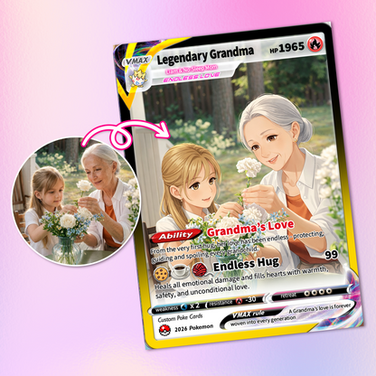 Happy Mother's Day Custom Pokémon Card for Grandma - Personalized Pokemon Card - Customizable Gift from Husband | Ghibli - Anime Style Trading Card - CPC-91