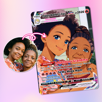 For Mom & Grandma Custom Pokémon Card - Mother’s Day Personalized Pokemon Card - Customizable Gift from Husband Daughter, Son - Anime Style Trading Card - CPC-94