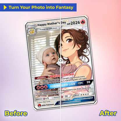 Mother’s Day Personalized Pokemon Card - Custom Pokémon Card for Mom - Customizable Gift from Husband Daughter, Son | Ghibli - Anime Style Trading Card - CPC-93