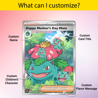 Happy Mother’s Day Trainer Mom - Personalized Pokemon Card - Custom Pokémon Card for Mom - Funny Gift from Supporters: Husband, Son & Daughter - CPC-78.B