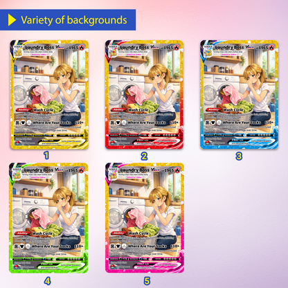 For Laundry Boss Mother’s Day Custom Pokémon Card - Funny Personalized Pokemon Card - Ghibli Anime Style Customizable Gift from Husband, Son & Daughter - CPC-96