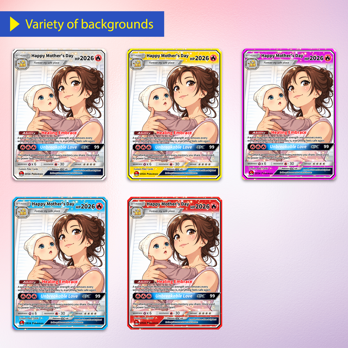Mother’s Day Personalized Pokemon Card - Custom Pokémon Card for Mom - Customizable Gift from Husband Daughter, Son | Ghibli - Anime Style Trading Card - CPC-93
