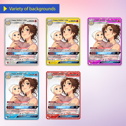 Mother’s Day Personalized Pokemon Card - Custom Pokémon Card for Mom - Customizable Gift from Husband Daughter, Son | Ghibli - Anime Style Trading Card - CPC-93