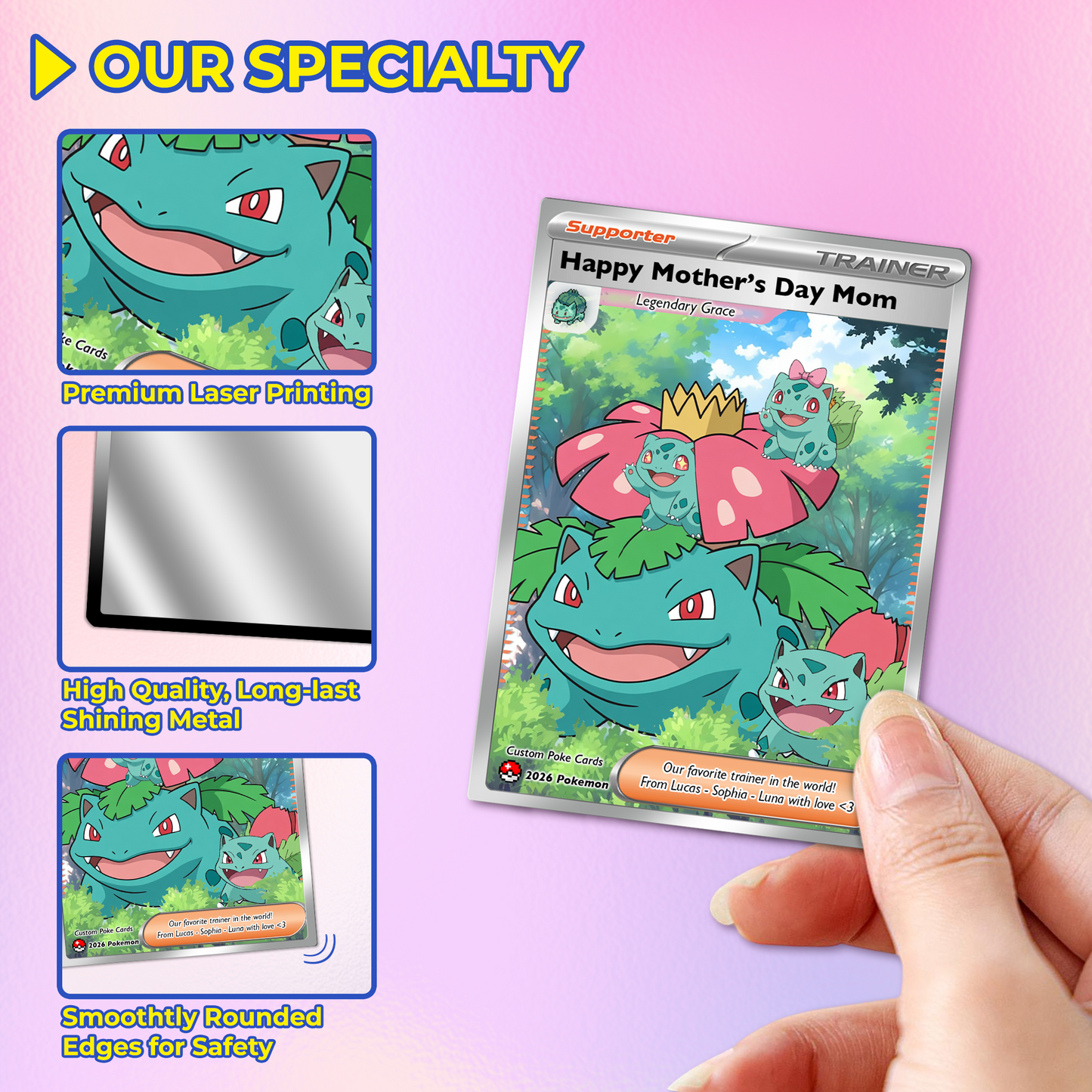 Happy Mother’s Day Trainer Mom - Personalized Pokemon Card - Custom Pokémon Card for Mom - Funny Gift from Supporters: Husband, Son & Daughter - CPC-78.B