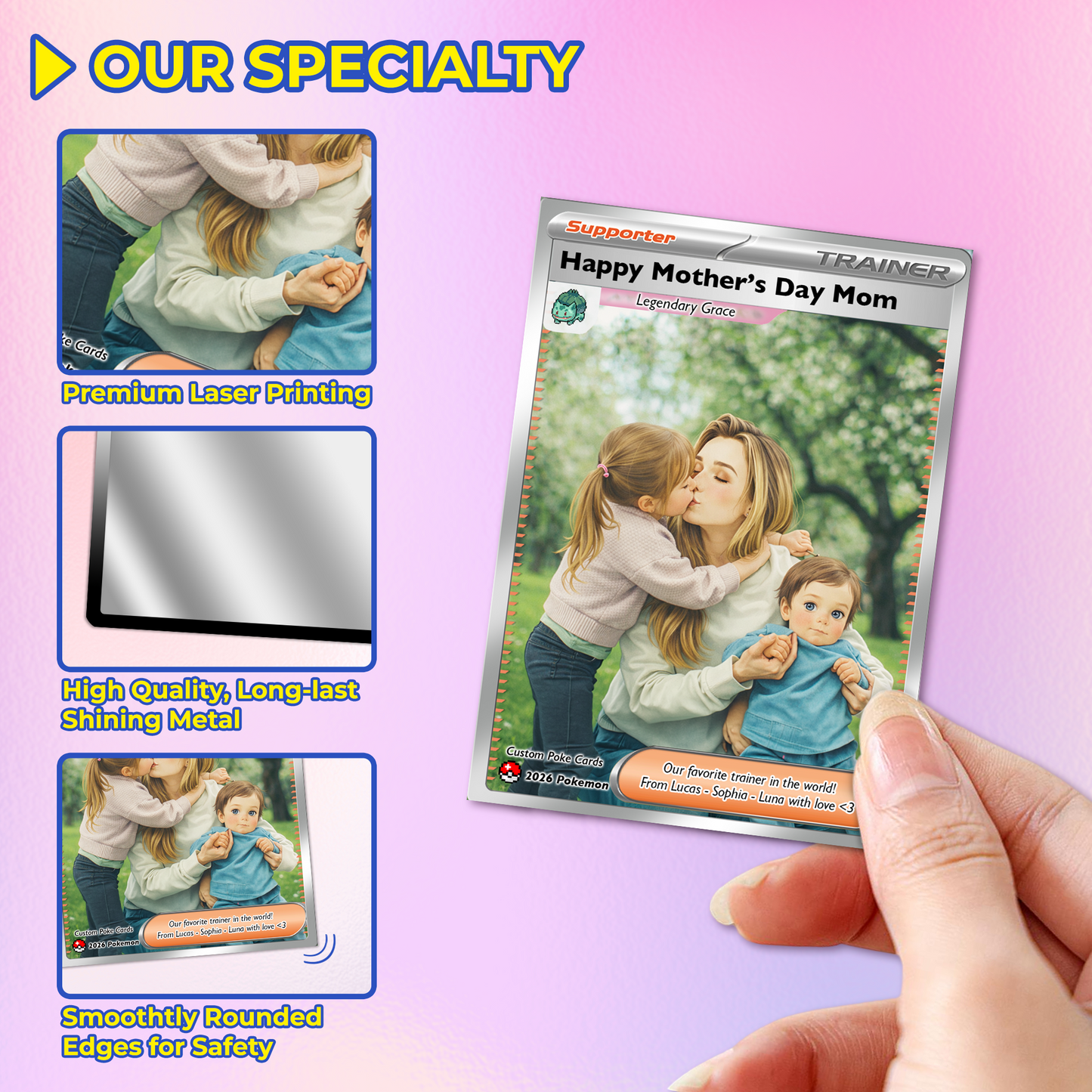Happy Mother’s Day Trainer Mom - Personalized Pokemon Card - Custom Pokémon Card for Mom - Funny Gift from Supporters: Husband, Son & Daughter - CPC-78.B