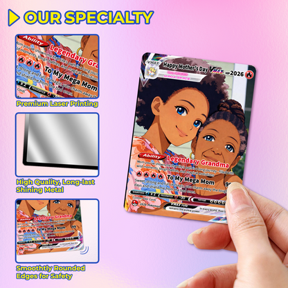 For Mom & Grandma Custom Pokémon Card - Mother’s Day Personalized Pokemon Card - Customizable Gift from Husband Daughter, Son - Anime Style Trading Card - CPC-94