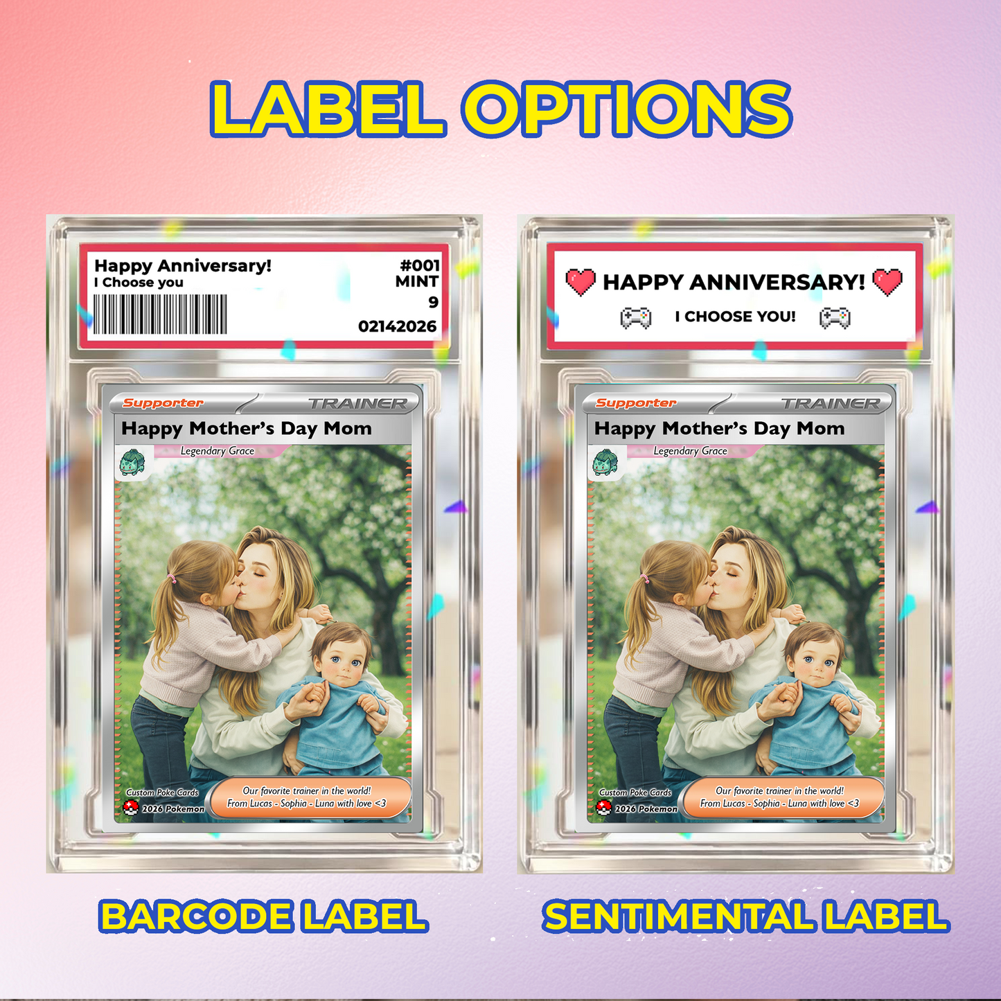 Happy Mother’s Day Trainer Mom - Personalized Pokemon Card - Custom Pokémon Card for Mom - Funny Gift from Supporters: Husband, Son & Daughter - CPC-78.B