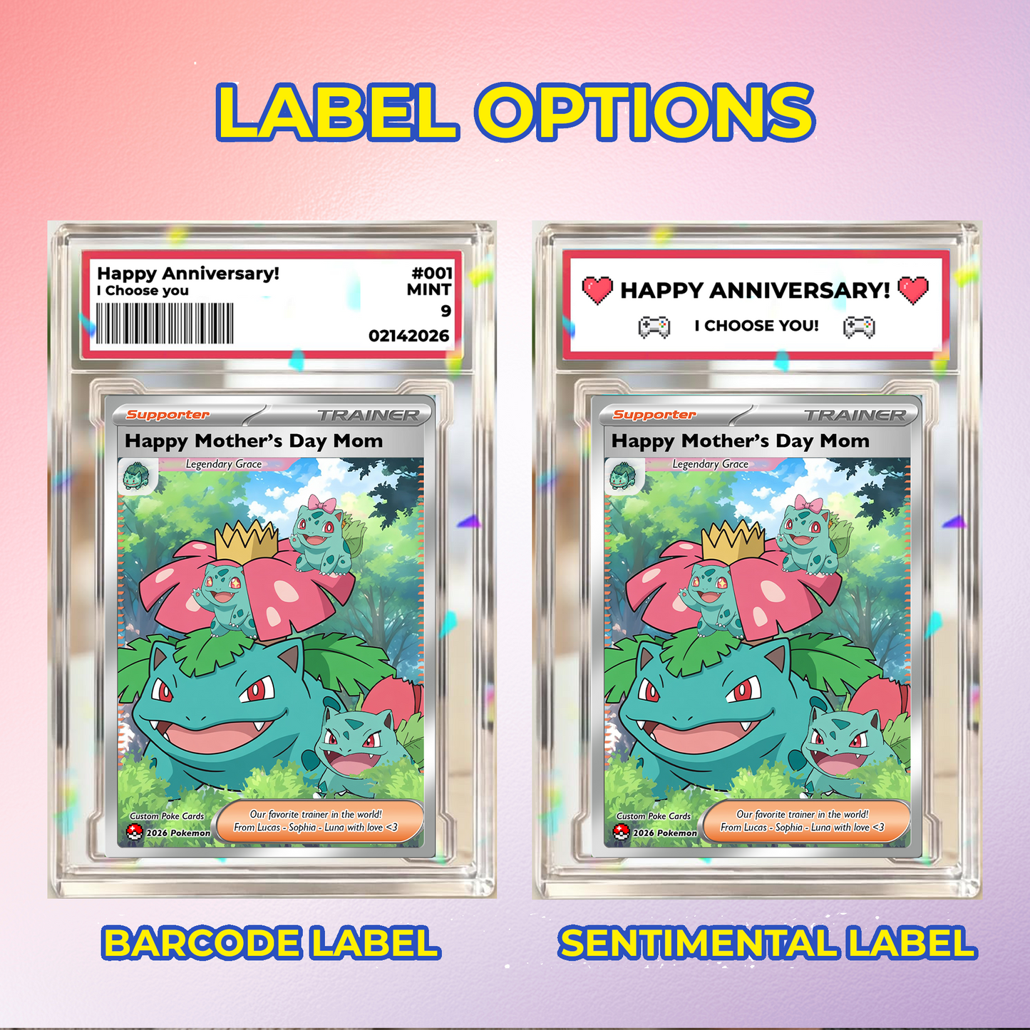 Happy Mother’s Day Trainer Mom - Personalized Pokemon Card - Custom Pokémon Card for Mom - Funny Gift from Supporters: Husband, Son & Daughter - CPC-78.B