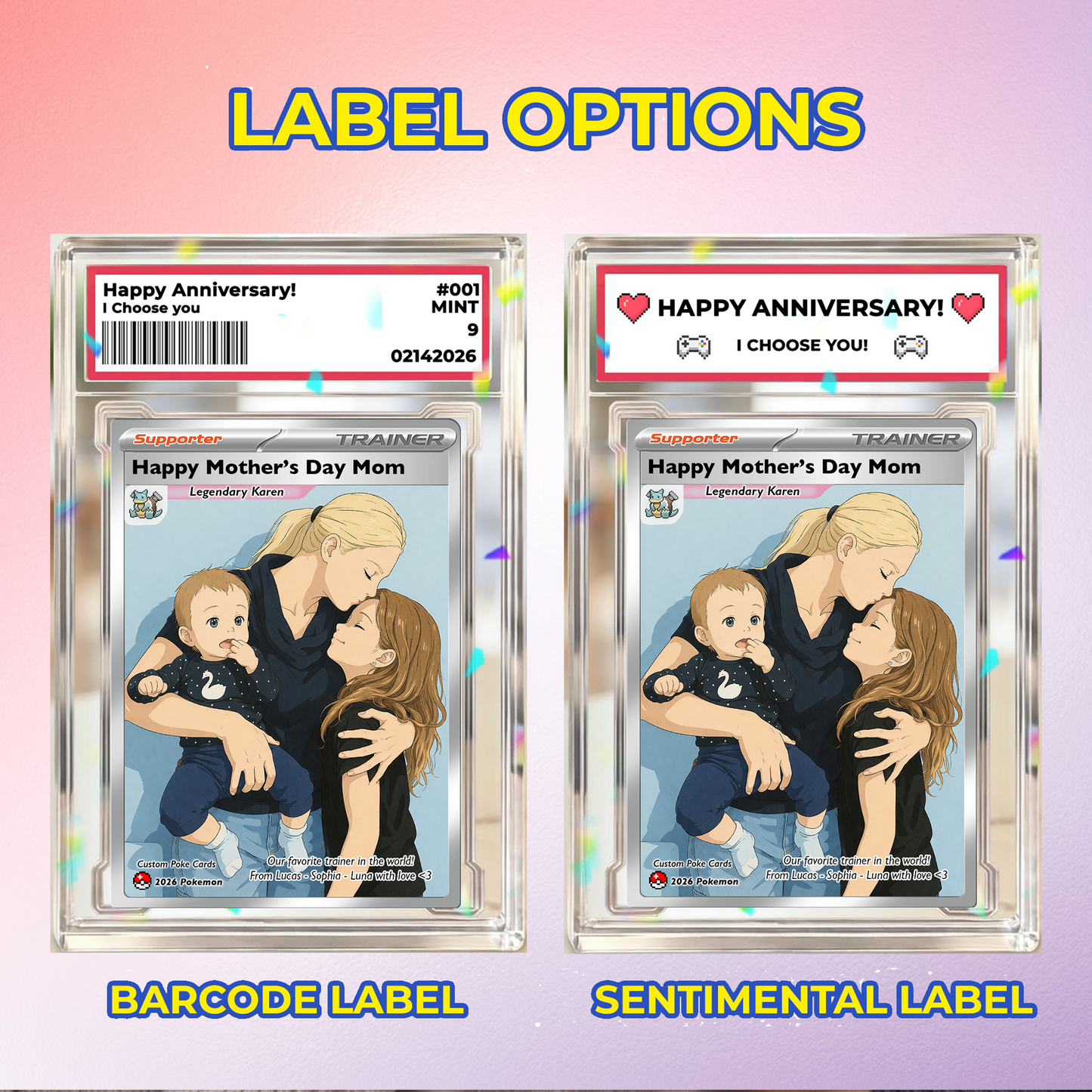 Funny Mother’s Day Custom Pokémon Card for Trainer Mom - Personalized Pokemon Card - Customizable Character Gift from Supporter, Husband, Son & Daughter - CPC-78.C