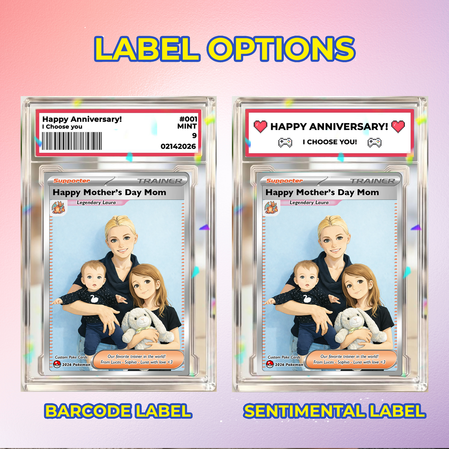 Unique Mother’s Day Custom Pokémon Card for Trainer Mom - Personalized Pokemon Card - Customizable Character Gift from Supporter, Husband, Son & Daughter - CPC-78.D