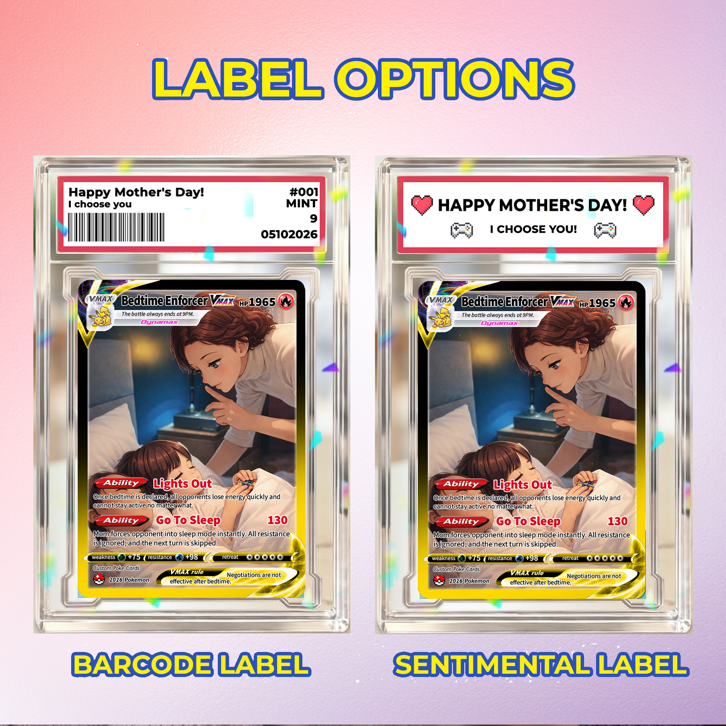 For Bedtime Enforcer Funny Custom Pokémon Card - Mother’s Day Personalized Pokemon Card - Ghibli Anime Style Customizable Gift from Husband, Son & Daughter - CPC-95