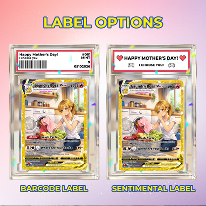 For Laundry Boss Mother’s Day Custom Pokémon Card - Funny Personalized Pokemon Card - Ghibli Anime Style Customizable Gift from Husband, Son & Daughter - CPC-96