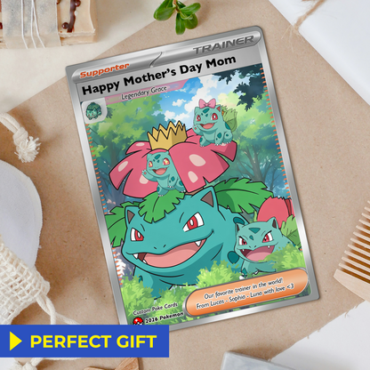 Happy Mother’s Day Trainer Mom - Personalized Pokemon Card - Custom Pokémon Card for Mom - Funny Gift from Supporters: Husband, Son & Daughter - CPC-78.B