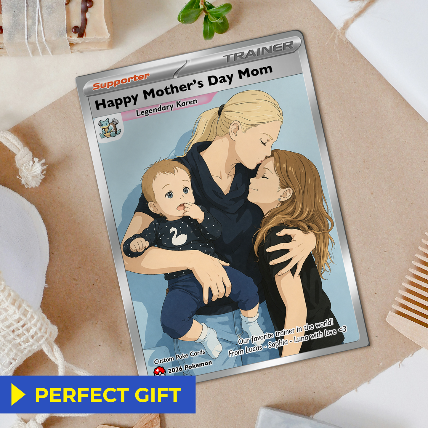 Funny Mother’s Day Custom Pokémon Card for Trainer Mom - Personalized Pokemon Card - Customizable Character Gift from Supporter, Husband, Son & Daughter - CPC-78.C