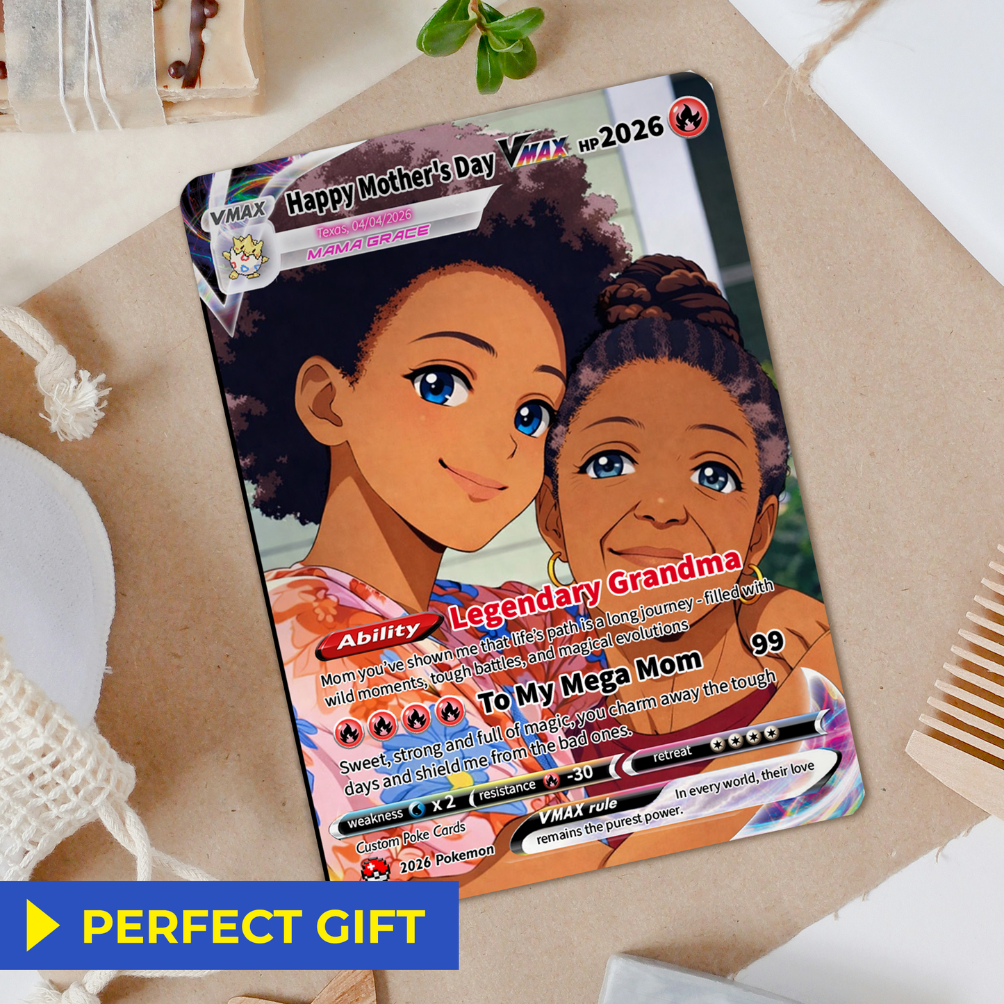 For Mom & Grandma Custom Pokémon Card - Mother’s Day Personalized Pokemon Card - Customizable Gift from Husband Daughter, Son - Anime Style Trading Card - CPC-94