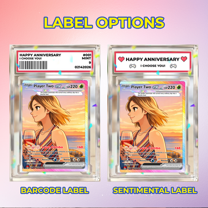 Matching Set Custom Pokémon Cards, Set of 2 Personalized Poke Cards, Buy 1 Get 2 Animated Style Gifts for Him and Her - CPC-100