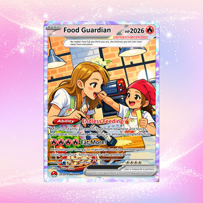 Mother’s Day Funny Custom Pokémon Card - Personalized Pokemon Card  for Food Guardian Mom - Anime Style Customizable Gift from Husband, Son & Daughter - CPC-88
