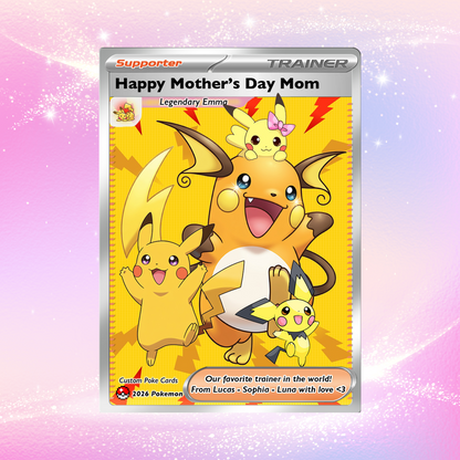 Funny Mother’s Day Personalized Pokemon Card - Custom Pokémon Card for Trainer Mom - Customizable Character Gift from Supporter, Husband, Son & Daughter - CPC-78.A