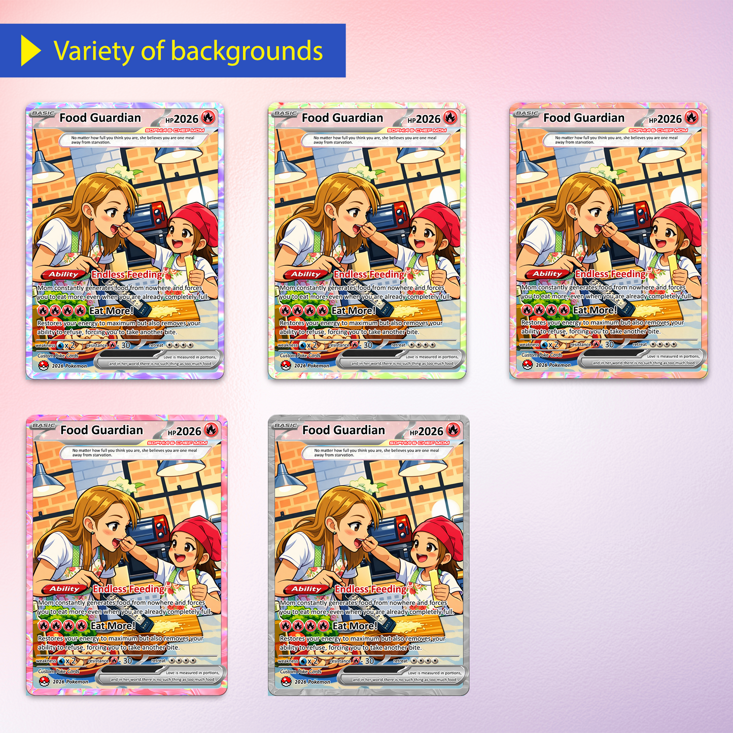 Mother’s Day Funny Custom Pokémon Card - Personalized Pokemon Card  for Food Guardian Mom - Anime Style Customizable Gift from Husband, Son & Daughter - CPC-88