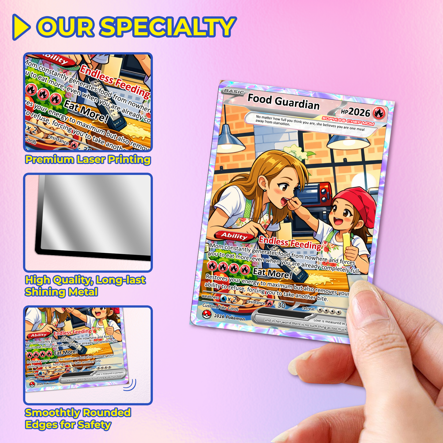 Mother’s Day Funny Custom Pokémon Card - Personalized Pokemon Card  for Food Guardian Mom - Anime Style Customizable Gift from Husband, Son & Daughter - CPC-88