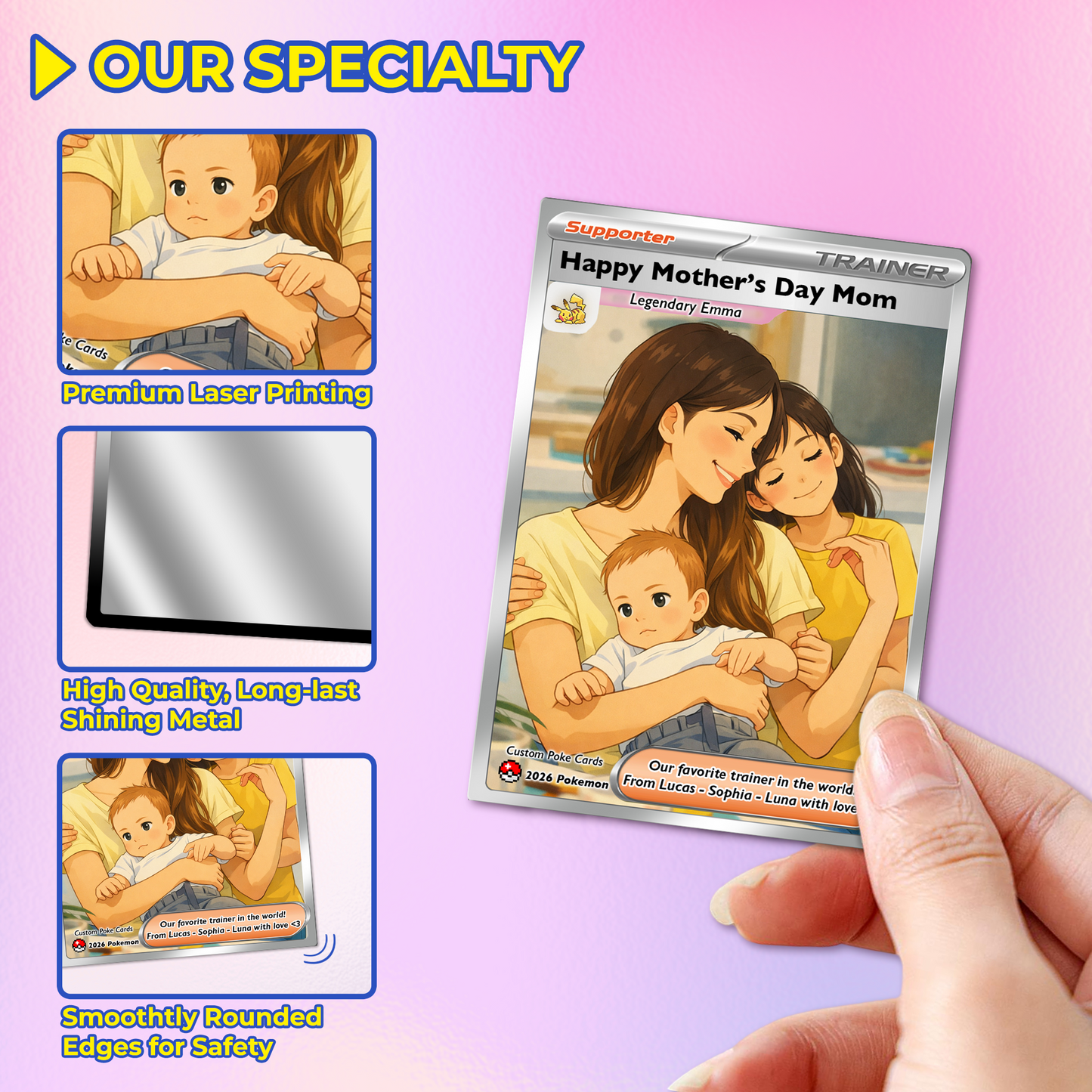 Funny Mother’s Day Personalized Pokemon Card - Custom Pokémon Card for Trainer Mom - Customizable Character Gift from Supporter, Husband, Son & Daughter - CPC-78.A