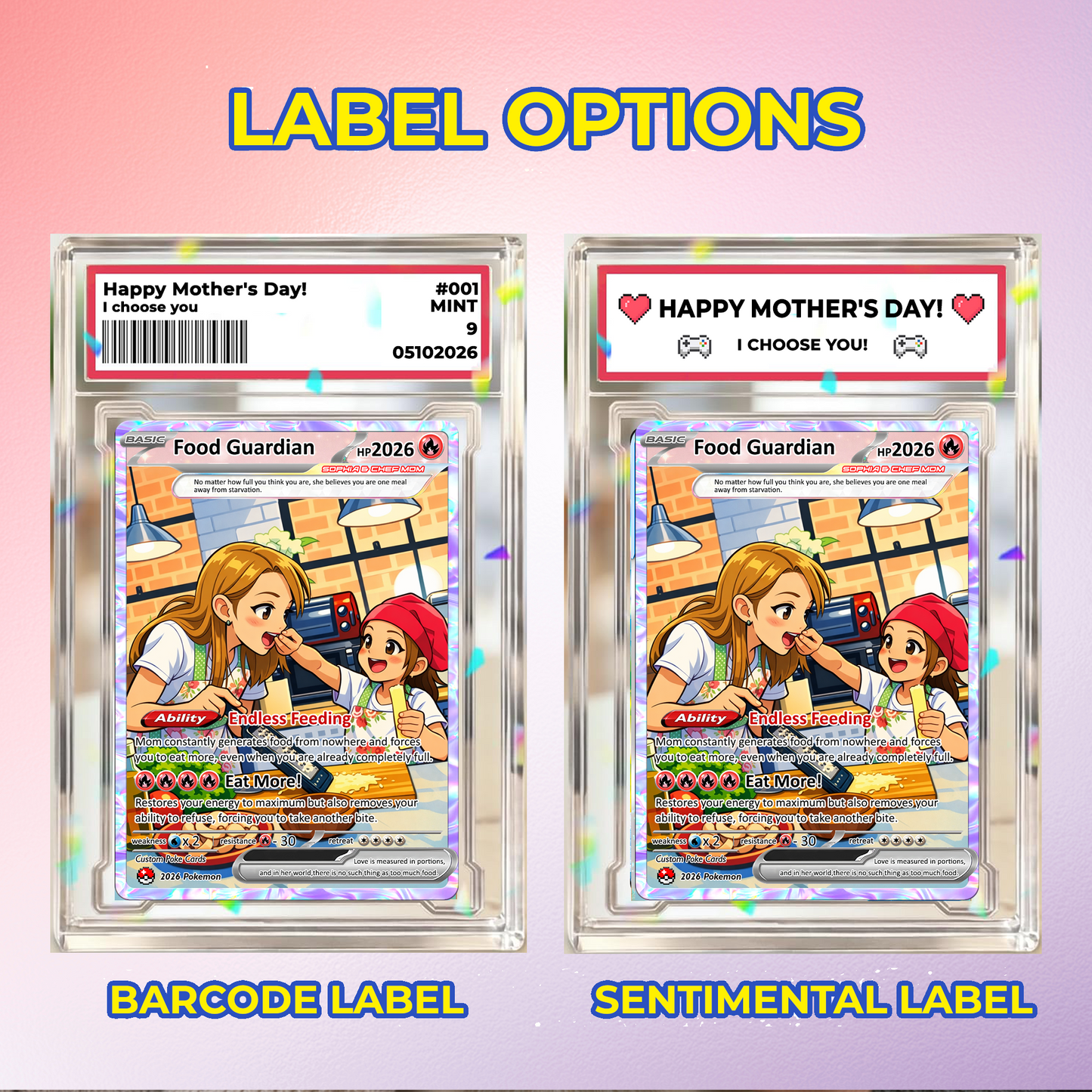 Mother’s Day Funny Custom Pokémon Card - Personalized Pokemon Card  for Food Guardian Mom - Anime Style Customizable Gift from Husband, Son & Daughter - CPC-88
