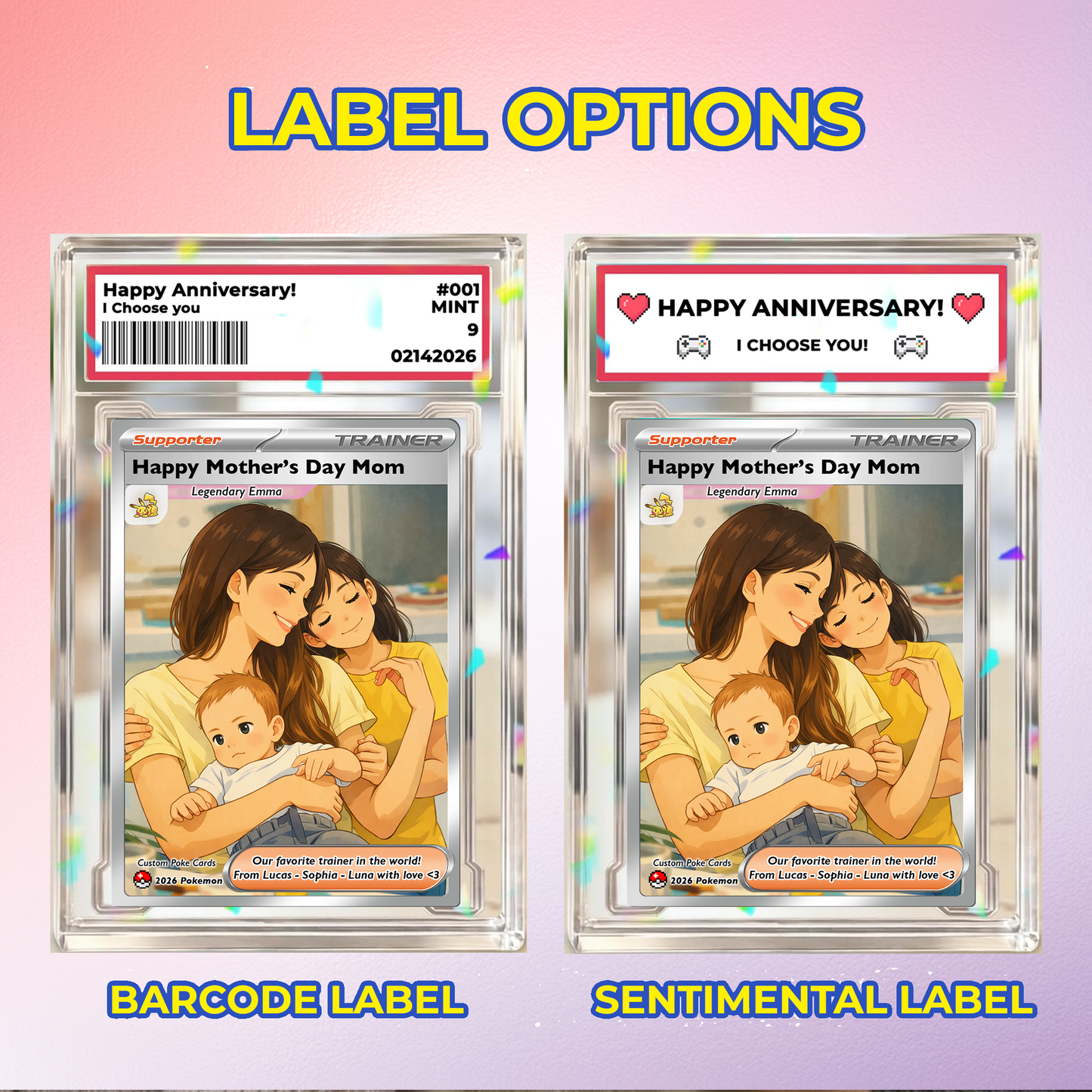 Funny Mother’s Day Personalized Pokemon Card - Custom Pokémon Card for Trainer Mom - Customizable Character Gift from Supporter, Husband, Son & Daughter - CPC-78.A