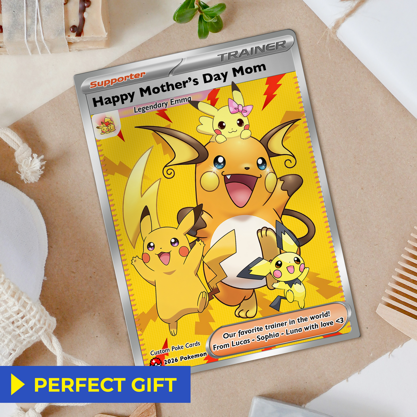 Funny Mother’s Day Personalized Pokemon Card - Custom Pokémon Card for Trainer Mom - Customizable Character Gift from Supporter, Husband, Son & Daughter - CPC-78.A