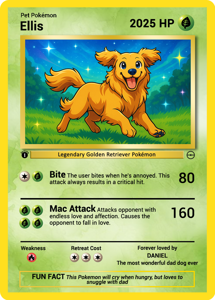 Custom Pokémon Card for Pet Lovers, Personalized Trading Card with Dog Cat Photo for Best Dad Dog Mom Cat - CPC-07