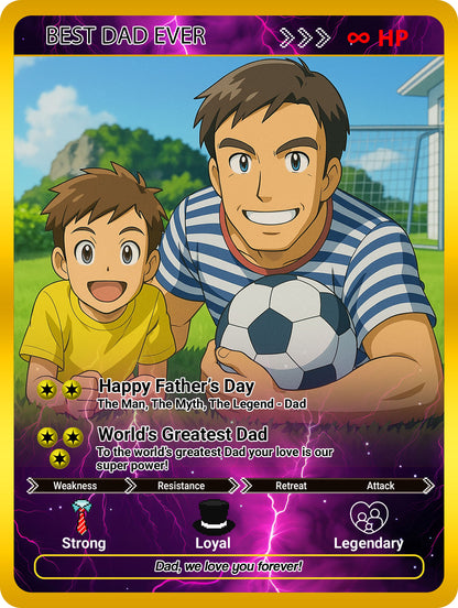 Father's Day Custom Pokemon Card  - Anime-Inspired Personalized Pokemon Card for Dad | Daddy & Me Customized Poke Gift - Customizable Trading Cards - CPC-31