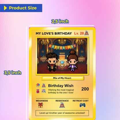 Pixel Characters Personalized Pokémon Card, Birthday Custom Pokémon Card for Couples, Customizable Pokémon Cards for Birthday - CPC-14.B