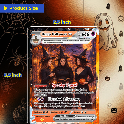 Custom Pokémon Card for Best Friends, Halloween Anime Transformation Metal Card, Personalized Group Gift, Custom Halloween Gift for Friends, Pokémon Party Gift - CPC-hlw-10