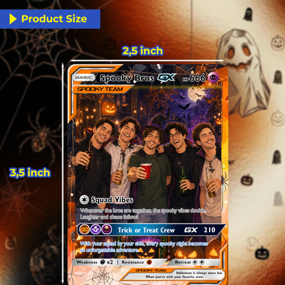 Halloween Custom Pokémon Card for Best Friends, Personalized Pokémon Card with Animated Photo, Customizable Group Gift, Custom Halloween Gift for Friends, Pokémon Party Gift - CPC-hlw-11