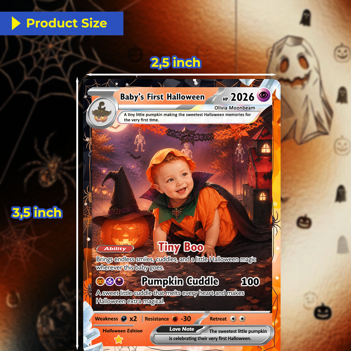 Baby’s First Halloween Custom Pokémon Card, The First Halloween Animated Photo Card, Personalized Baby Keepsake, First Halloween Gift, Custom Pokémon Card - CPC-hlw-13
